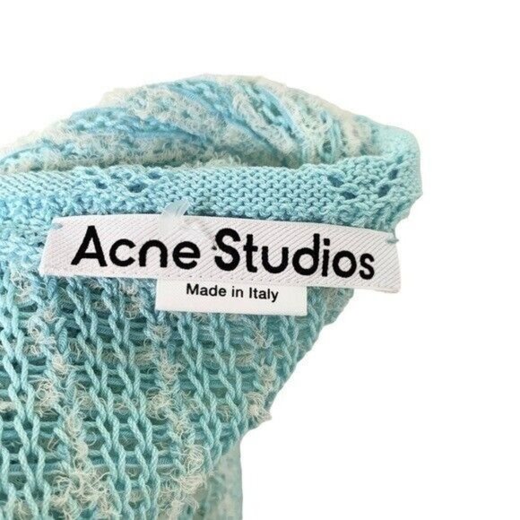 ACNE STUDIOS Blue Textured Cotton Weave Cardigan Blue XS NWT flaw - Picture 7 of 16